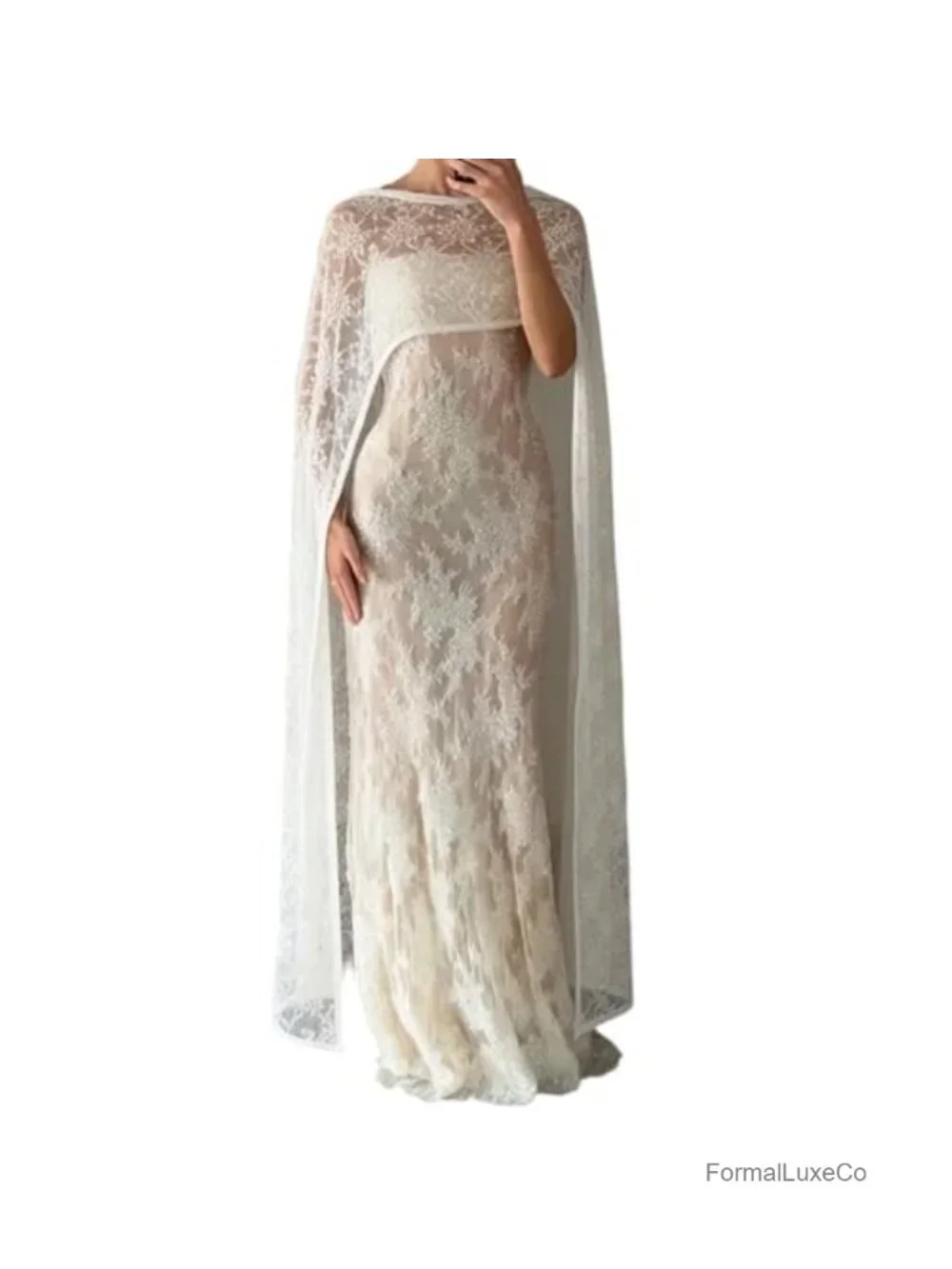 Elegant Floral Lace Cape Shawl Sheer Wrap Wedding Bridal Cover Up